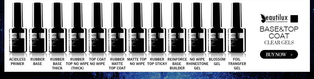 Beautilux Primer and Top Coat Collection: 10ml Nail Art Essentials