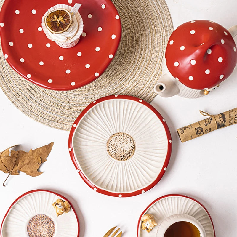 Creative Cute Mushroom Ceramic Tea Set: A Whimsical Addition to Your Tableware