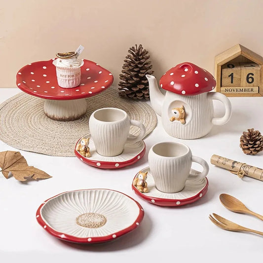 Creative Cute Mushroom Ceramic Tea Set: A Whimsical Addition to Your Tableware