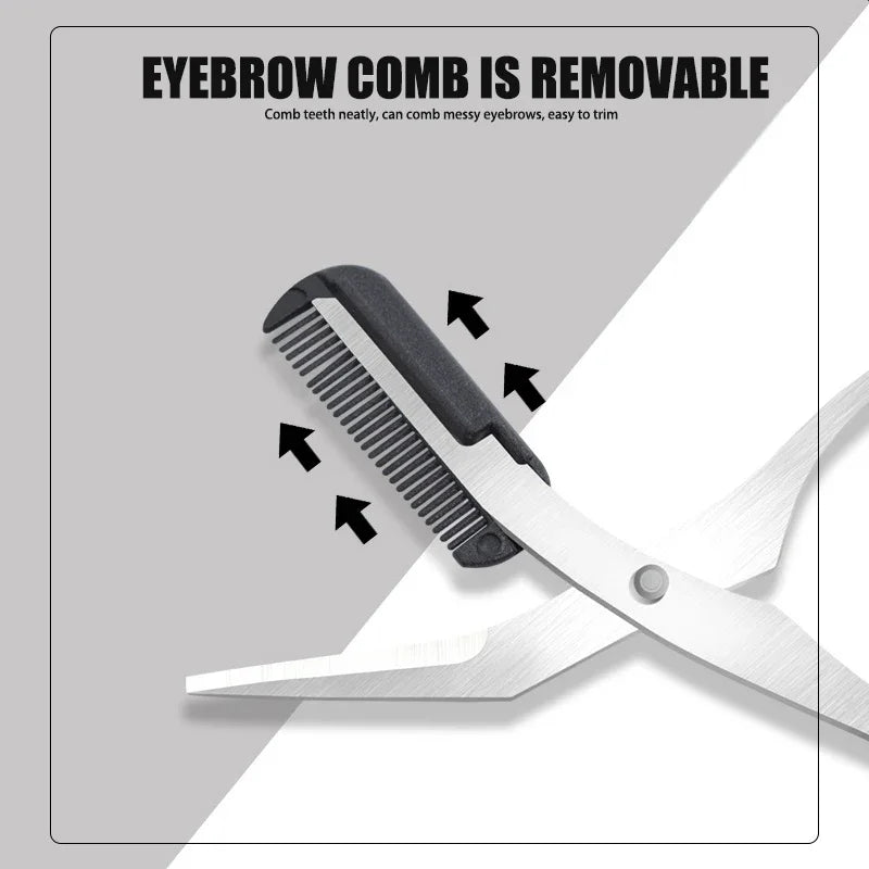 Eyebrow Trimmer Scissors with Comb - Stainless Steel Beauty Tool for Women