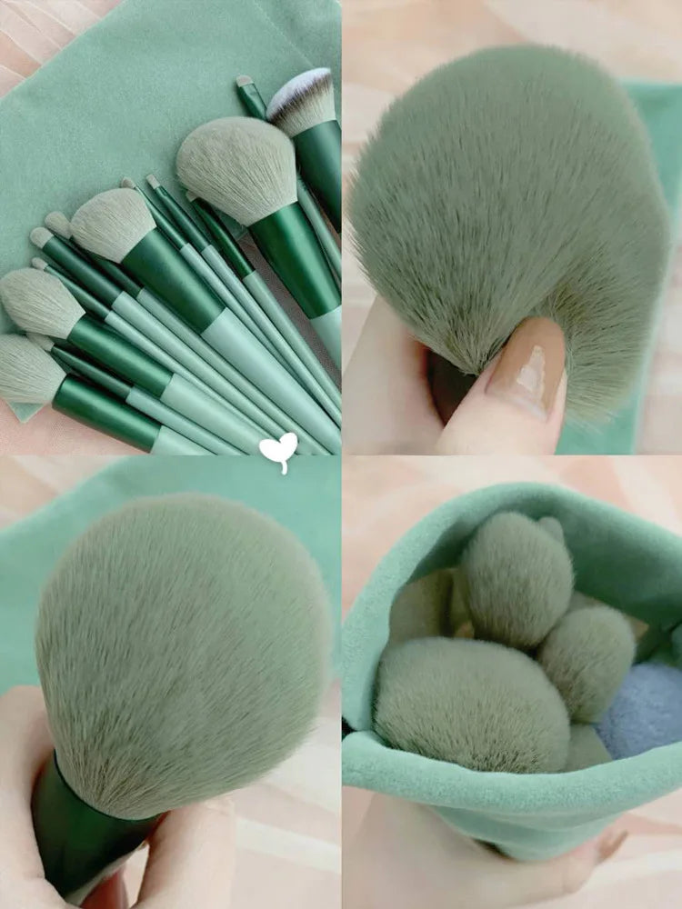 13PCS Makeup Brush Set - Includes Eyeshadow, Foundation, and Blush Brushes in a Convenient Cosmetic Bag