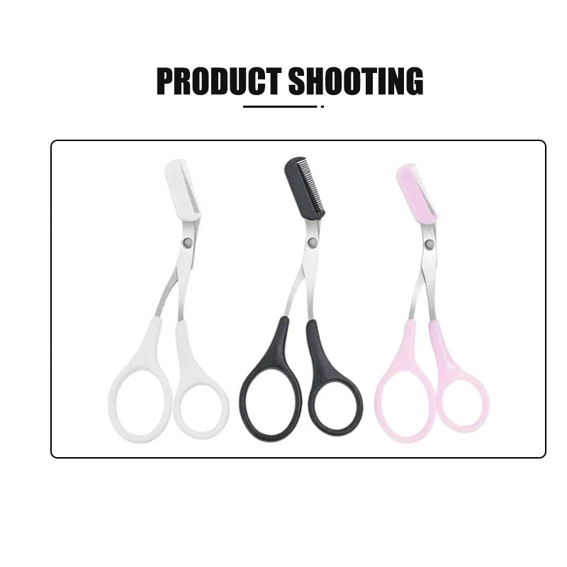 Eyebrow Trimmer Scissors with Comb - Stainless Steel Beauty Tool for Women