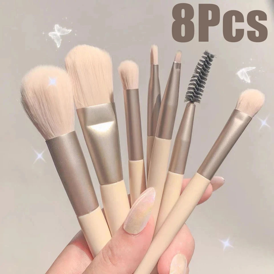 8PCS Makeup Brush Set - Includes Concealer, Blush, Powder, Eyeshadow, Highlighter, and Foundation Brushes