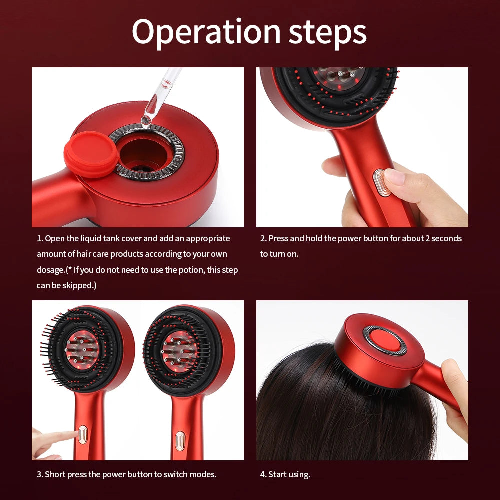 3 Modes Electric Massage Comb: The Portable Red Light Laser Comb for Hair Follicle Health