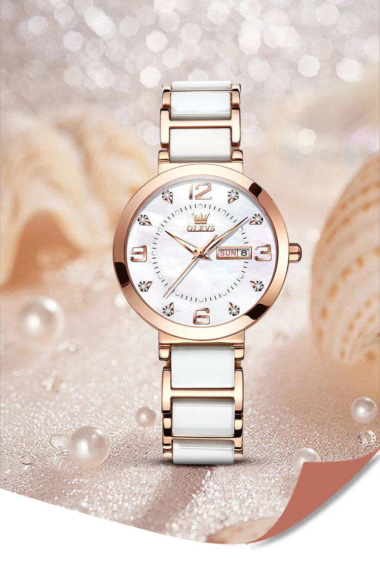 OLEVS Women's Luxury Quartz Wristwatch - Elegant, Waterproof Bracelet Watch