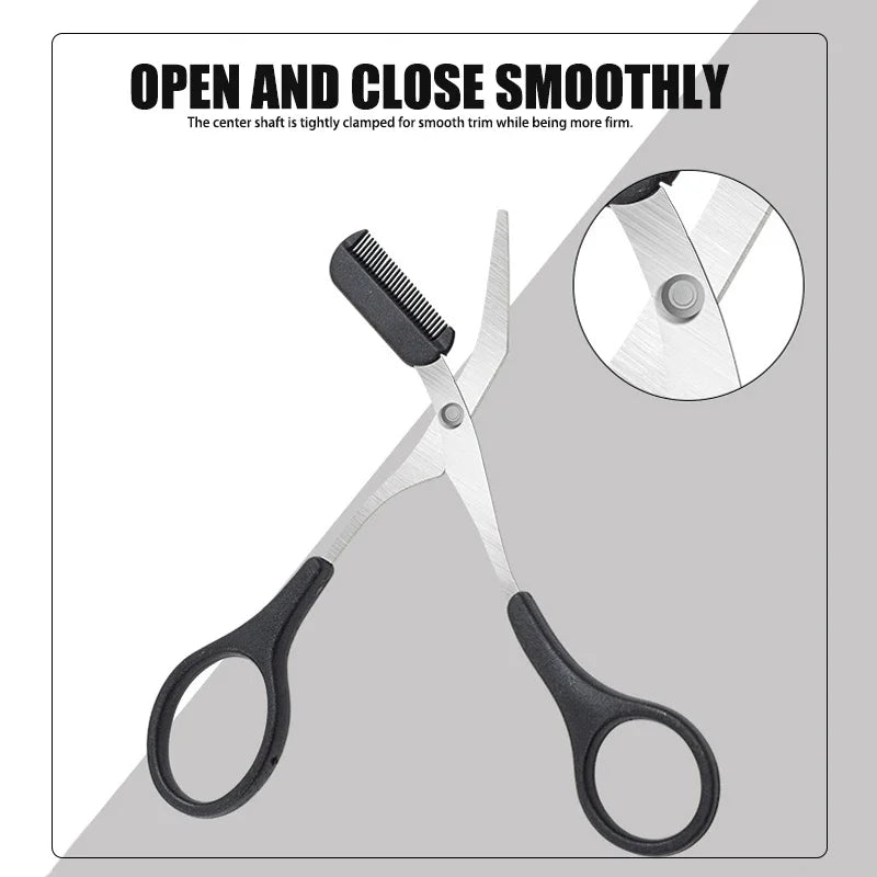 Eyebrow Trimmer Scissors with Comb - Stainless Steel Beauty Tool for Women