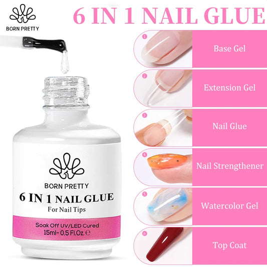 BORN PRETTY 6-in-1 Nail Glue Gel (15/10ML)