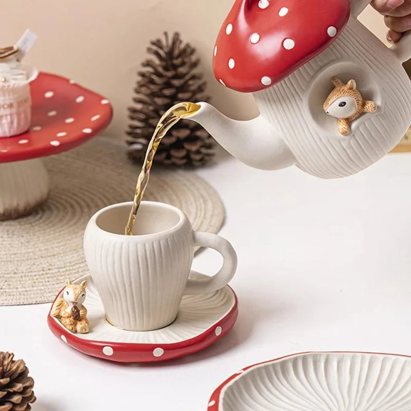 Creative Cute Mushroom Ceramic Tea Set: A Whimsical Addition to Your Tableware