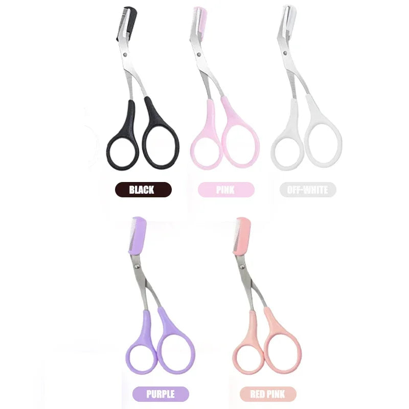 Eyebrow Trimmer Scissors with Comb - Stainless Steel Beauty Tool for Women