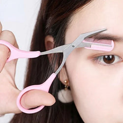 Eyebrow Trimmer Scissors with Comb - Stainless Steel Beauty Tool for Women