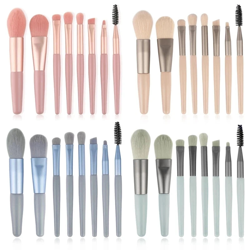 8PCS Makeup Brush Set - Includes Concealer, Blush, Powder, Eyeshadow, Highlighter, and Foundation Brushes