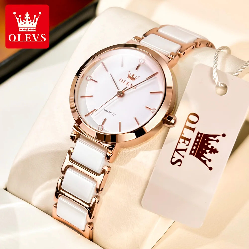 OLEVS Women's Luxury Quartz Wristwatch - Elegant, Waterproof Bracelet Watch