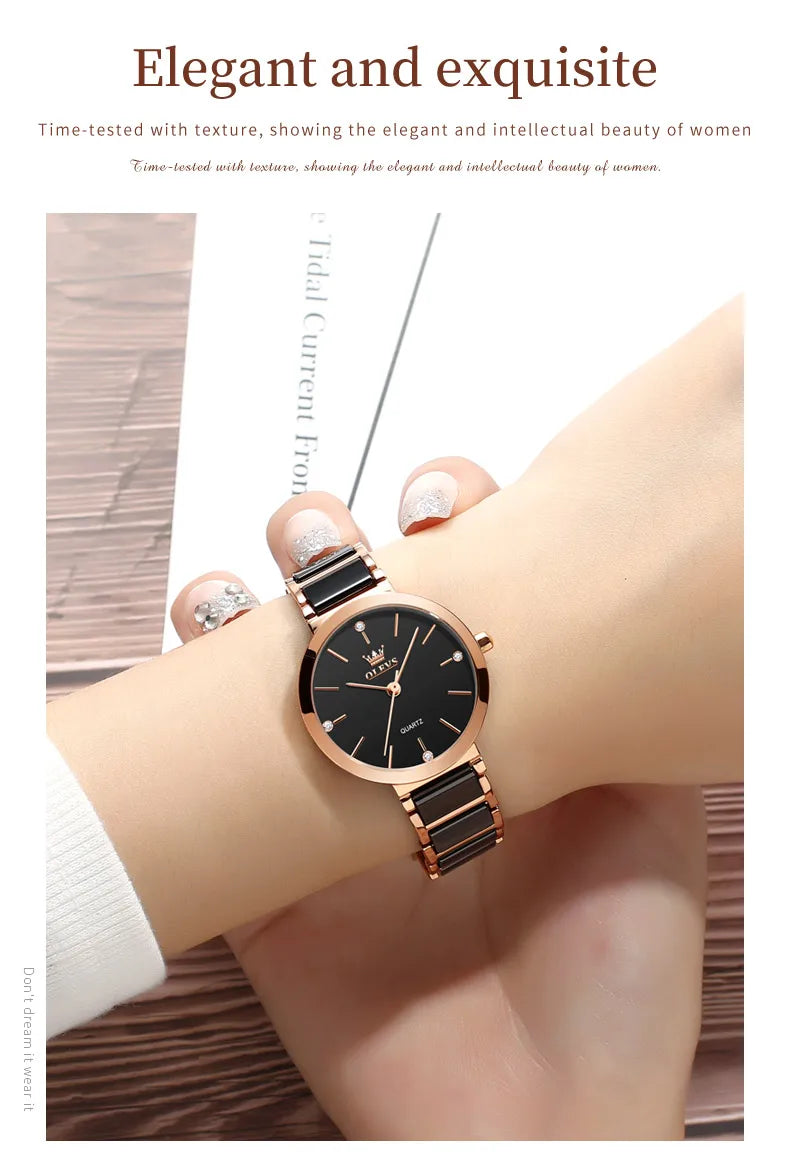 OLEVS Women's Luxury Quartz Wristwatch - Elegant, Waterproof Bracelet Watch