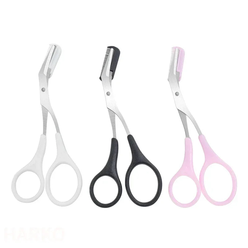 Eyebrow Trimmer Scissors with Comb - Stainless Steel Beauty Tool for Women