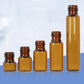 5PC Amber Roller Ball Glass Oil Bottles - Refillable Perfume Containers (1/2/3/5/10ML)